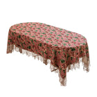 Vintage Lace-Hem Bloom Pink Tablecloth