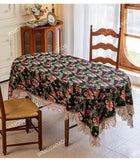 Vintage Lace-Hem Bloom Pink Tablecloth